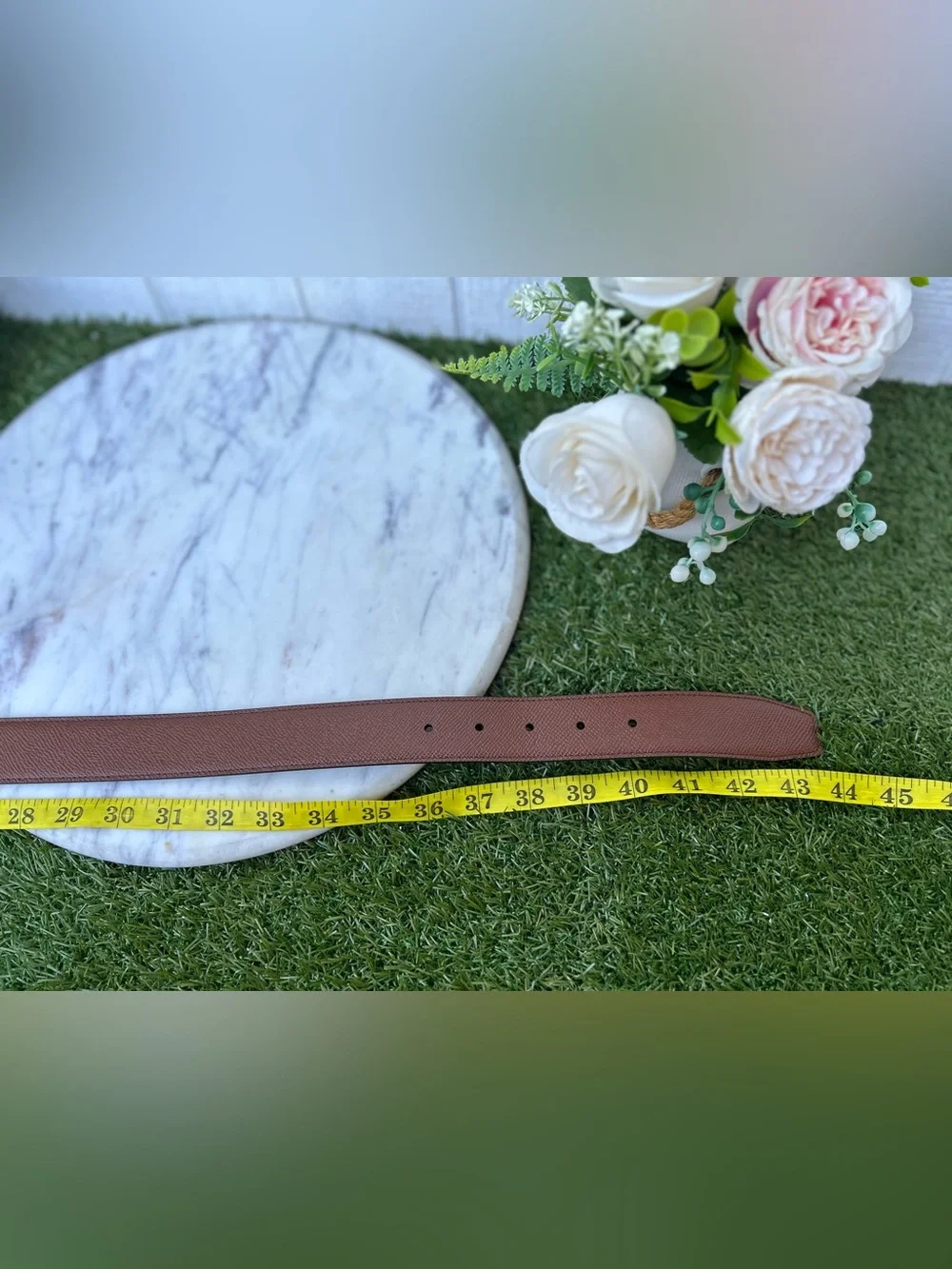 Salvatore Ferragamo Brown Leather Double Gancini Belt Strap Only
